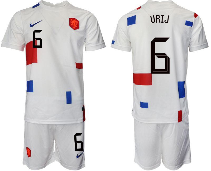 Men 2022 World Cup National Team Netherlands away white #6 Soccer Jersey->netherlands(holland) jersey->Soccer Country Jersey